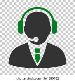 Green And Gray Support Manager toolbar icon. Vector pictogram style is a flat bicolor symbol on chess transparent background.