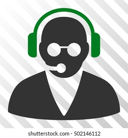 Green And Gray Support Operator interface pictogram. Vector pictograph style is a flat bicolor symbol on diagonal hatch transparent background.