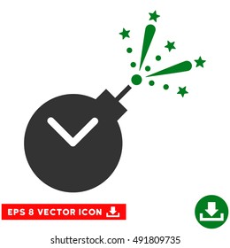 Green And Gray Time Fireworks Charge EPS vector pictograph. Illustration style is flat iconic bicolor symbol on a white background.