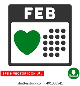 Green And Gray Valentine February Day EPS vector pictograph. Illustration style is flat iconic bicolor symbol on a white background.