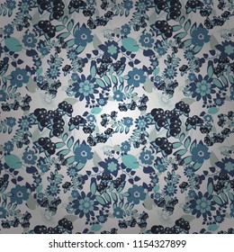 Green, gray and violet background with flowers pattern. Vector floral seamless pattern.