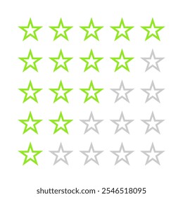 Ilustración vectorial de icono de estrellas de Comentarios de calificación de votación gris verde