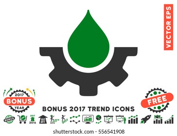 Green And Gray Water Service icon with bonus 2017 trend symbols. Vector illustration style is flat iconic bicolor symbols, white background.