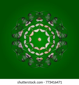 Green, gray and white snowflakes. Vector illustration. Christmas pattern with snowflakes abstract background. Holiday design for Christmas and New Year fashion prints.