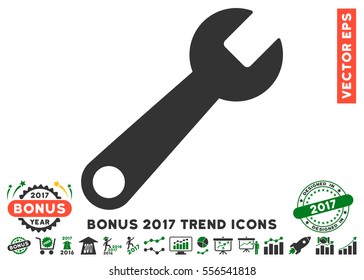 Green And Gray Wrench pictograph with bonus 2017 year trend clip art. Vector illustration style is flat iconic bicolor symbols, white background.