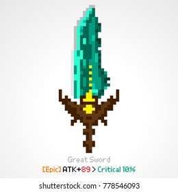 green great sword weapon pixel