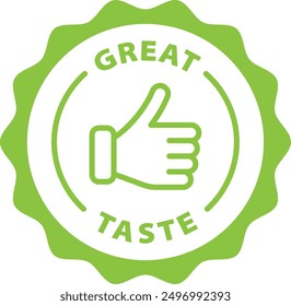 green great taste outline icon round rounded circle badge stamp label isolated on transparent background