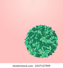 Green Greens Fly Vector Pink Background Pattern. Abstract Leaf Border. Forest Foliage Realistic Branch. Leaves Tea Template.
