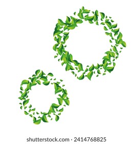 Green Greens Fresh Vector White Background. Motion Leaves Banner. Grassy Foliage Forest Backdrop. Leaf Transparent Design.