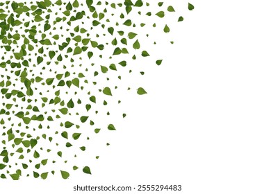 Green Greens Fresh Vector White Background Banner. Transparent Leaf Plant. Forest Leaves Motion Brochure. Foliage Ecology Template.