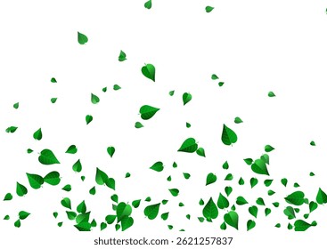 Green Greens Tea Vector White Background Template. Fly Leaves Backdrop. Mint Leaf Herbal Plant. Foliage Organic Brochure.