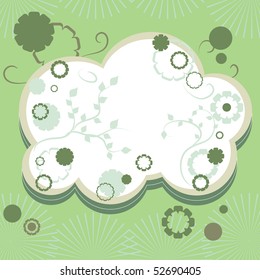 Green greetings card with flowers, part18, vector illustration