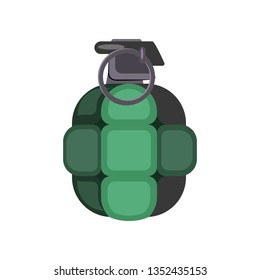 Green grenade illustration. Danger, explosion, bomb. Weapon concept. Vector illustration can be used for topics like army, war, defense