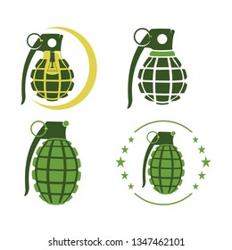 Green Grenade Lamp Light Bulb Symbol Icon Template