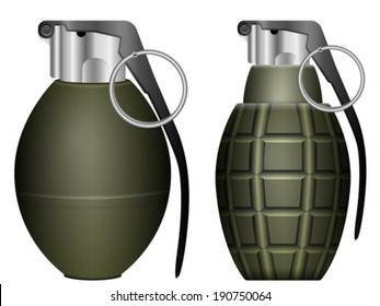 Green grenade set on a white background.