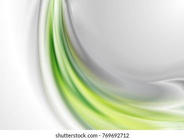 Diseño de ondas onduladas y suaves, abstractas, verdes y grises. Fondo ondulado brillante vectorial