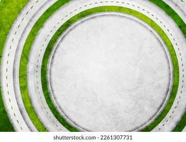 Grüne und graue Kreise, technologisch geometrischer abstrakter Hintergrund. Grunge Textur, Vektordesign, modern