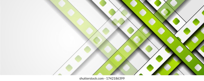 Green and grey contrast stripes abstract tech background. Vector illustration