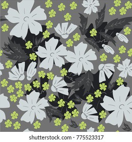 Green and Grey Flower Seamless Pattern. Design for Invitations, Cards and Textile.