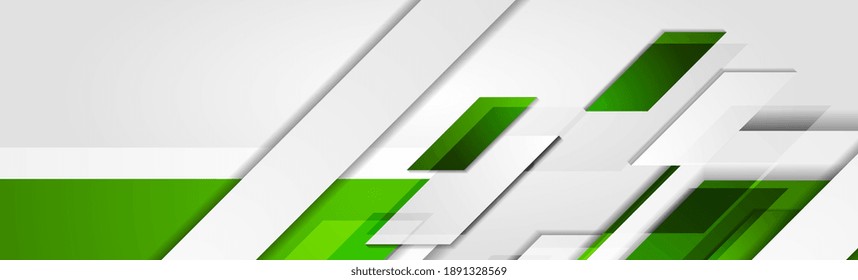 Green and grey geometric technology banner design. Abstract colorful vector background