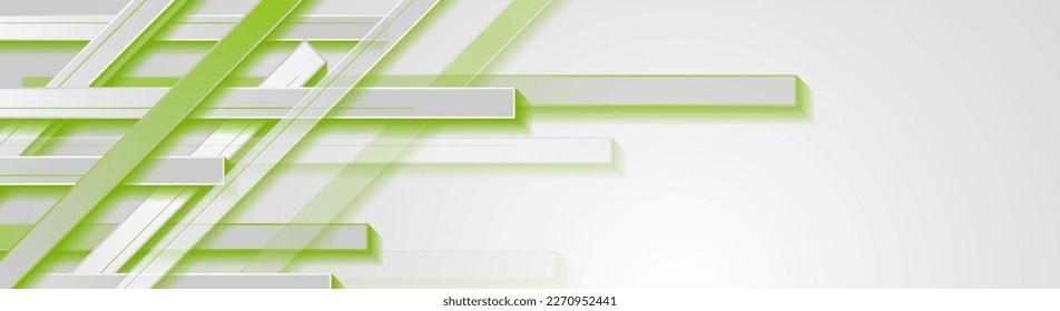Green and grey minimal stripes abstract banner design. Geometric tech background. Vector illustration