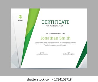 Green And Grey Shapes Certificate Design