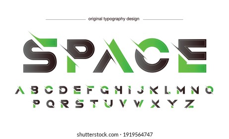 Green and Grey Sliced Modern Futuristic Typography Text Effect
