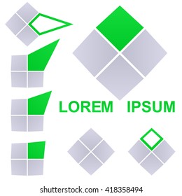Green and grey square logo icon vector design set