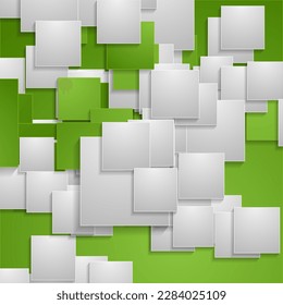 Fondo abstracto de tecnología geométrica de cuadrados verdes y grises. Diseño vectorial futurista