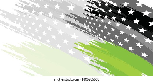 Green grey vector metal stroke flag background and space for your text  Abstract colourful brushes white blank space luxury design modern background vector illustration