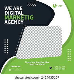 Green and Grey Web Banner Template for Digital Marketing Agency with Contact Information and Call to Action Button