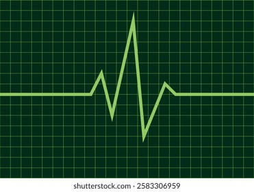 Green grid background with green heartbeat wave