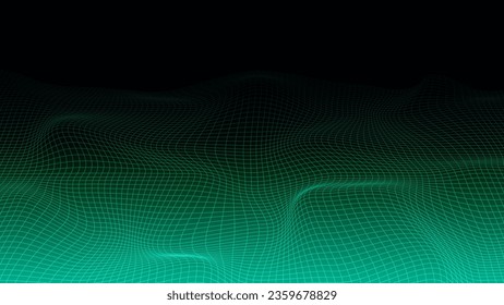 Green grid dynamic lines perspective  dark background