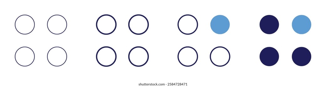 Green grid icon in 4 different styles. Thin Line, Line, Bold Line, Duotone. Duotone style. Editable stroke.