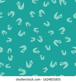 Green Grilled fish steak and fire flame icon isolated seamless pattern on green background.  Vector Illustration