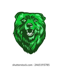 Green Grizzly Bear Vector Tracing Art for Business Logo Mascot Brand.