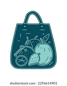 green groseries bag shopping isolated icon