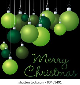 Green group of Christmas baubles in vector format.