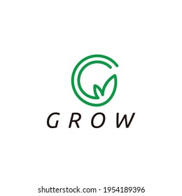 green grow letter G nature logo design vector illustration 