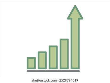 Gráfico de barras de crecimiento verde con flecha