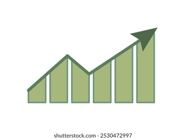 Gráfico de barras verde crescente com seta