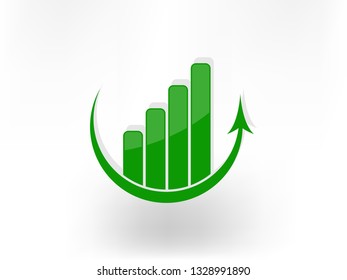 green growing graph business icon