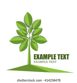 green growing tree with leaves on white