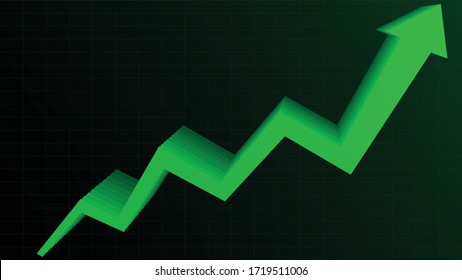 green growth arrow on financial grid chart. good investment in stock or business sign background.