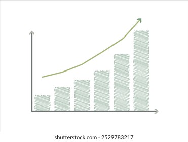 Gráfico de crecimiento verde con flecha en estilo doodle
