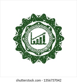 Green growth chart icon inside rubber texture