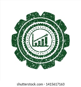 Green growth chart icon inside rubber grunge stamp