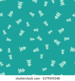 Green Growth chart and progress in people crowd icon isolated seamless pattern on green background. Arrow finance up. Businessman of success.  Vector Illustration