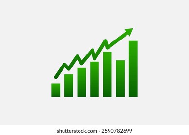 Green Growth Graph arrow Icon upward trend representing business progress success and increasing profits