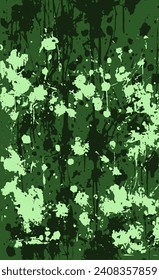 Fondo verde. La textura de los manchas, manchas y rayas de pintura